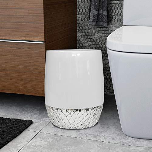 nu steel nu steel Bali Bathroom Wastebasket Bin Trash Can in Premium Resin and Chrome for Bathrooms & Vanity Spaces