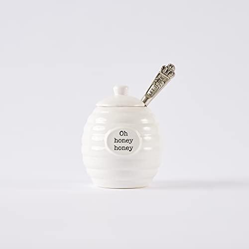 Mud Pie Mud Pie Honey Pot Serving Set, 4x3, White