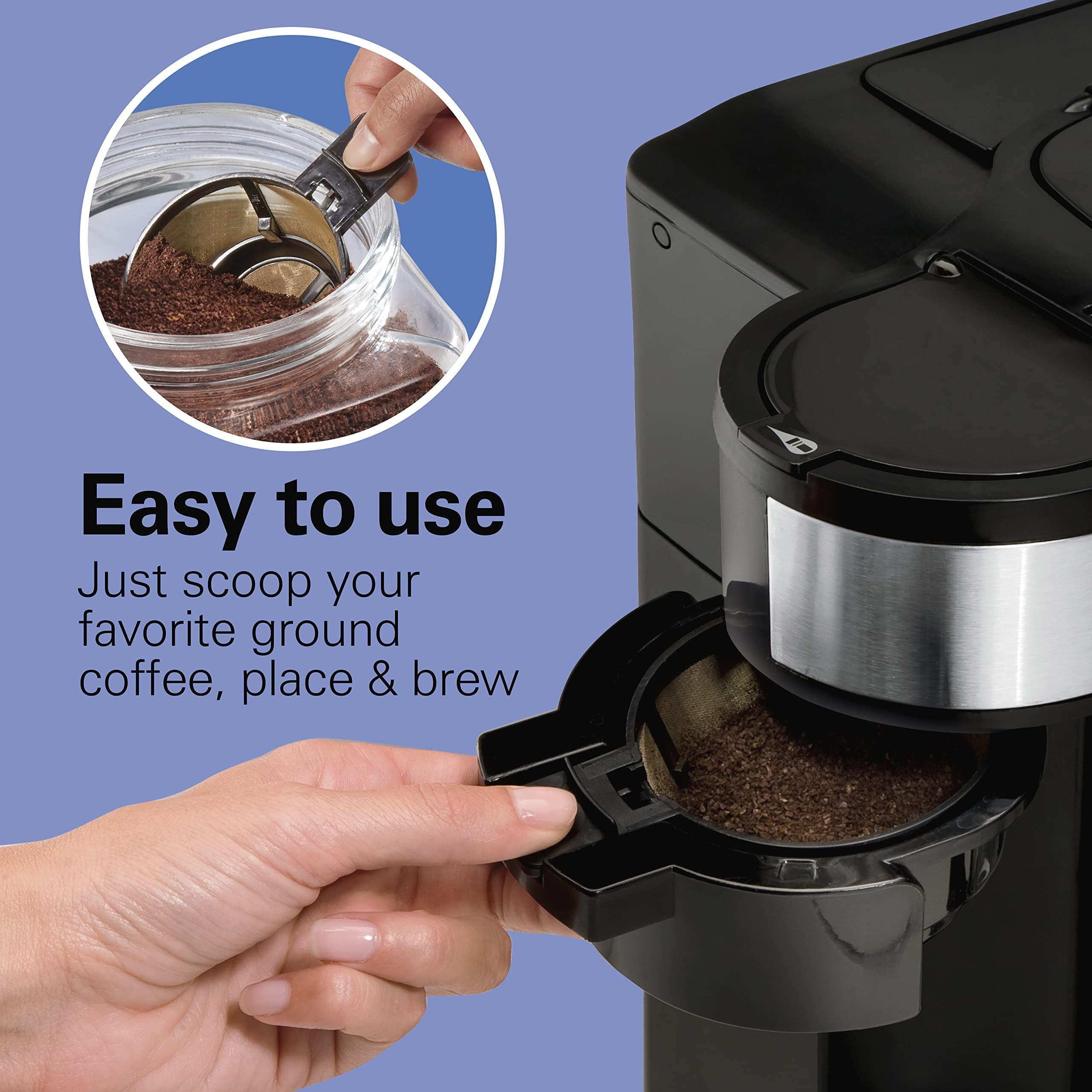 Hamilton Beach Hamilton Beach 6 Slice Countertop Toaster Oven With Easy Reach Roll-Top Door & 2-Way 12 Cup Programmable Drip Coffee Maker & Single Serve Machine, Glass Carafe, Auto Pause and Pour, Black (49980R)