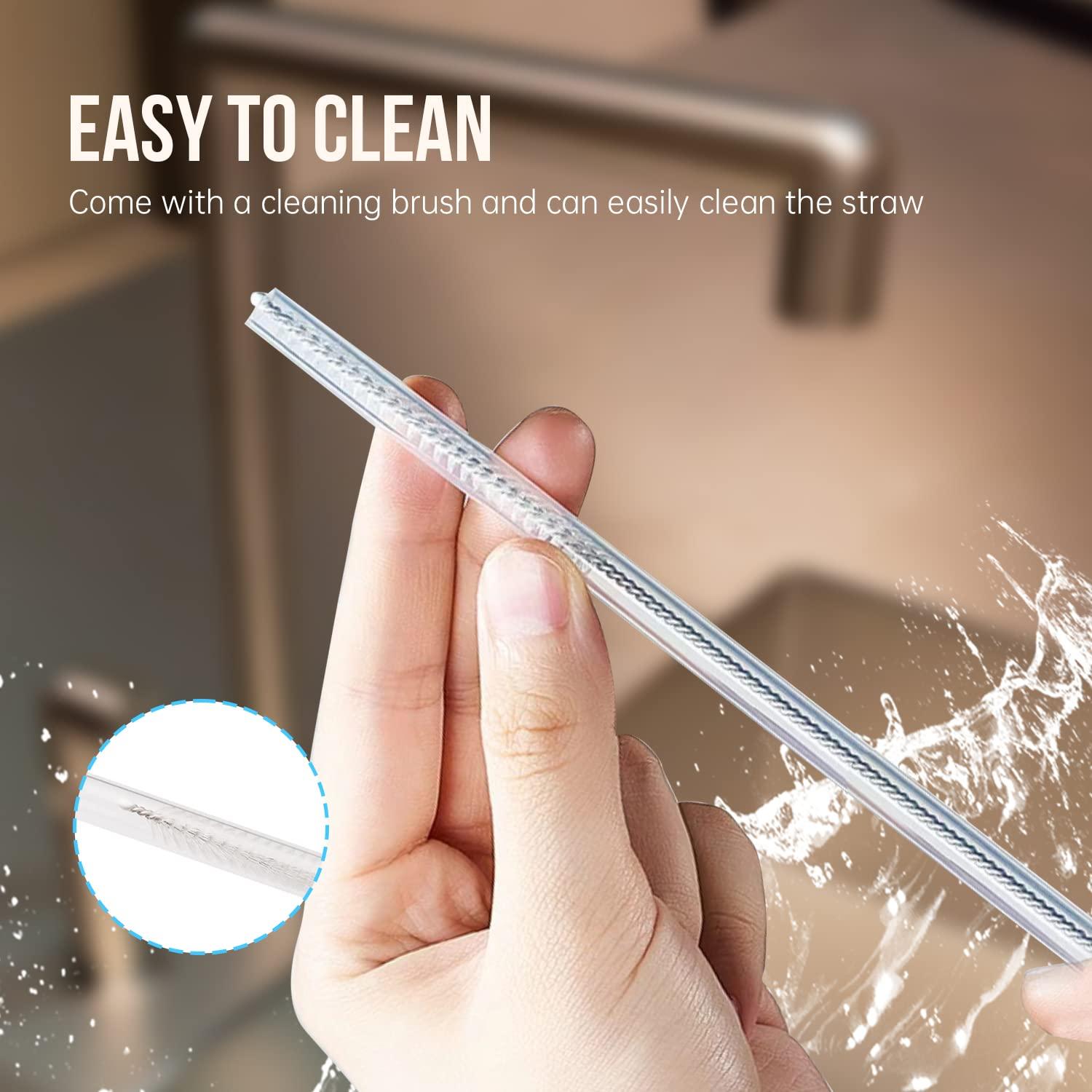 KACPAUQEL Replacement Straws for Stanley 40oz Adventure Quencher Travel Tumbler, 6 pack Reusable Plastic Straws with Cleaning Brush Compatible with Stanley Cup Stanley Water Jug (12inch Long)