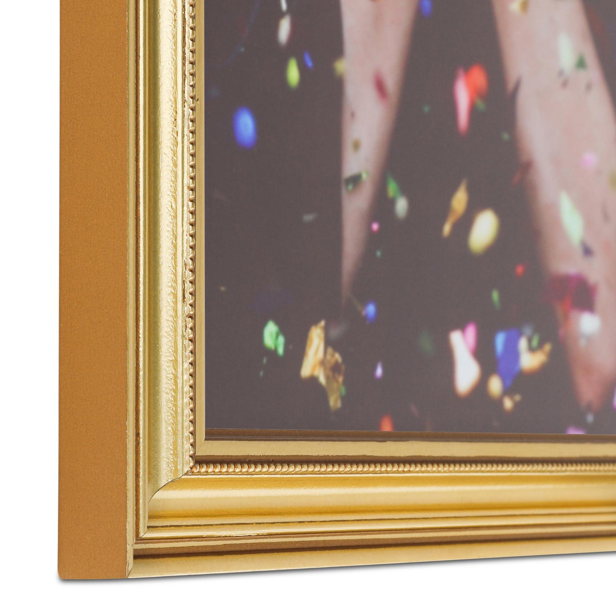 ArtToFrames ArtToFrames 21x30 Inch Gold Picture Frame, This 1.28 Inch Custom Wood Poster Frame is Gold - Comes with Foam Backing 3/16 inch and Regular Acrylic (FBPL0066-81375-YGLD-21x30)