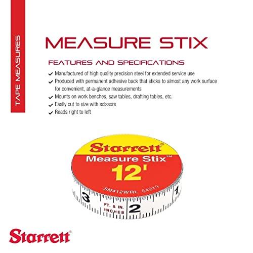 Starrett Starrett Tape Measure Stix with Adhesive Backing - Mount to Work Bench, Saw Table, Drafting Table - 1/2" x 12', English Metric, Right-Left Reading - SM412WRL
