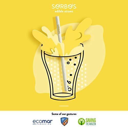 SORBOS Sorbos Edible Straws, Lemon Flavored, Sustainable, Individually Packaged, No Plastic, No Allergens, No Gluten, No PFAS, 100 Percent Biodegradable, 7.4 inches long (Pack of 200)