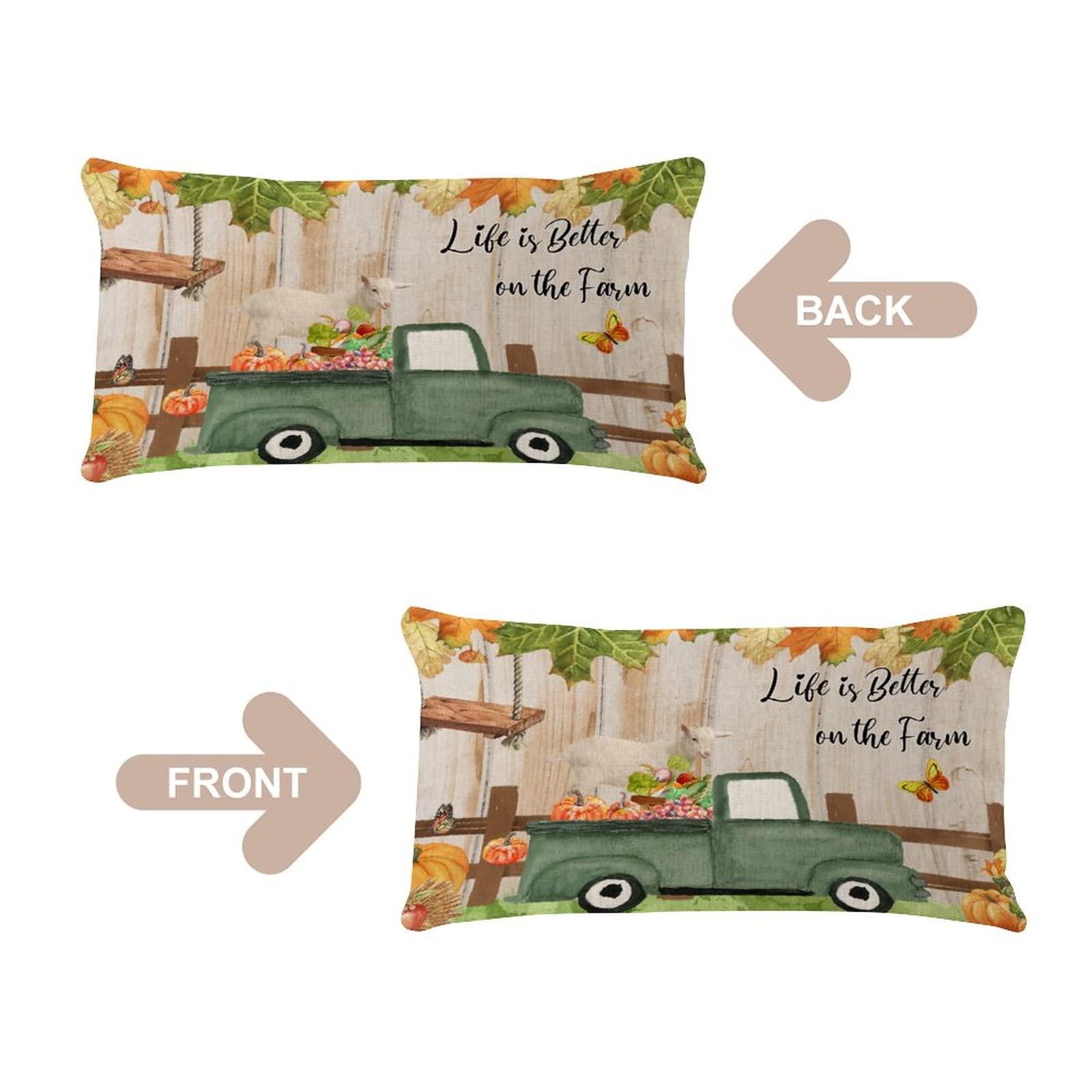 COVOME COVOME Life is Better on The Farm Body Pillow Cover Two-Side Printed 12x20 Inch Linen Aztec Toss Body Pillow Protector Sheep Goats Animal Painting Fall Bedding Throw Pillow for Bedroom Outside Bed