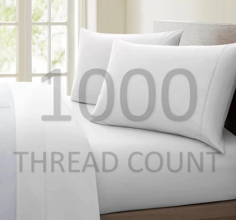 Femini Fashion Femini Fashion Extra Deep Pocket 1000 Thread Count 100% Egyptain Cotton Sheet Set, [4 PCs] 28 Inch Extra Deep Pockets, Long Staple Combed Cotton Bedsheets, Silky Sateen Weave (Twin, Ivory)