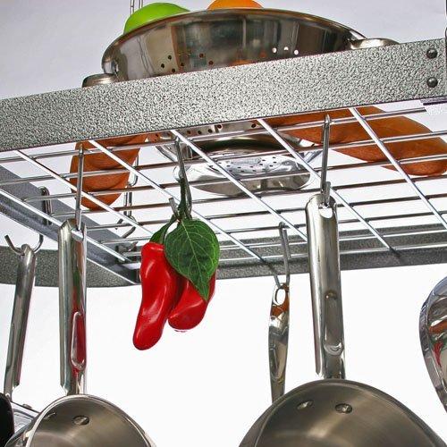 Rogar Rogar Hammered Steel Oval Pot Rack with Chrome Accessories 40-in.