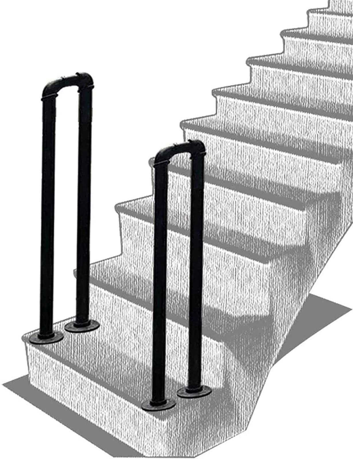 Pealihuy Pealihuy Handrails for Outdoor Front Porch Steps, Stair Handrails for Outside Steps Railing for The Elderly for Concrete Wood Brick Stair, Wrought Iron Matt Black,95cm