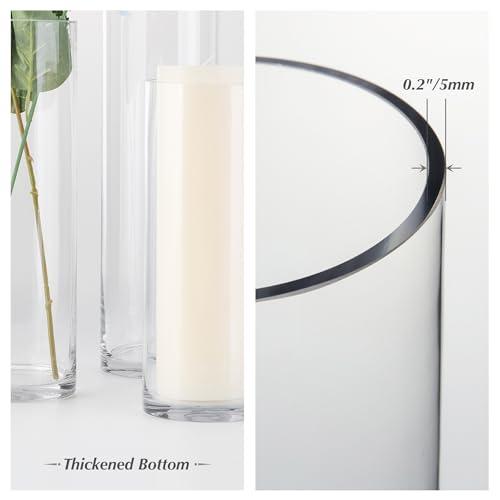 WGVI WGVI Quality Thick Weighted Tall Clear Cylinder Glass Vases, 4\" W x 14\" H, Flower Arrangement Floating Candle Holders Wedding Centerpieces Floral Container Home Decor, Bulk Wholesale, 12 Pcs