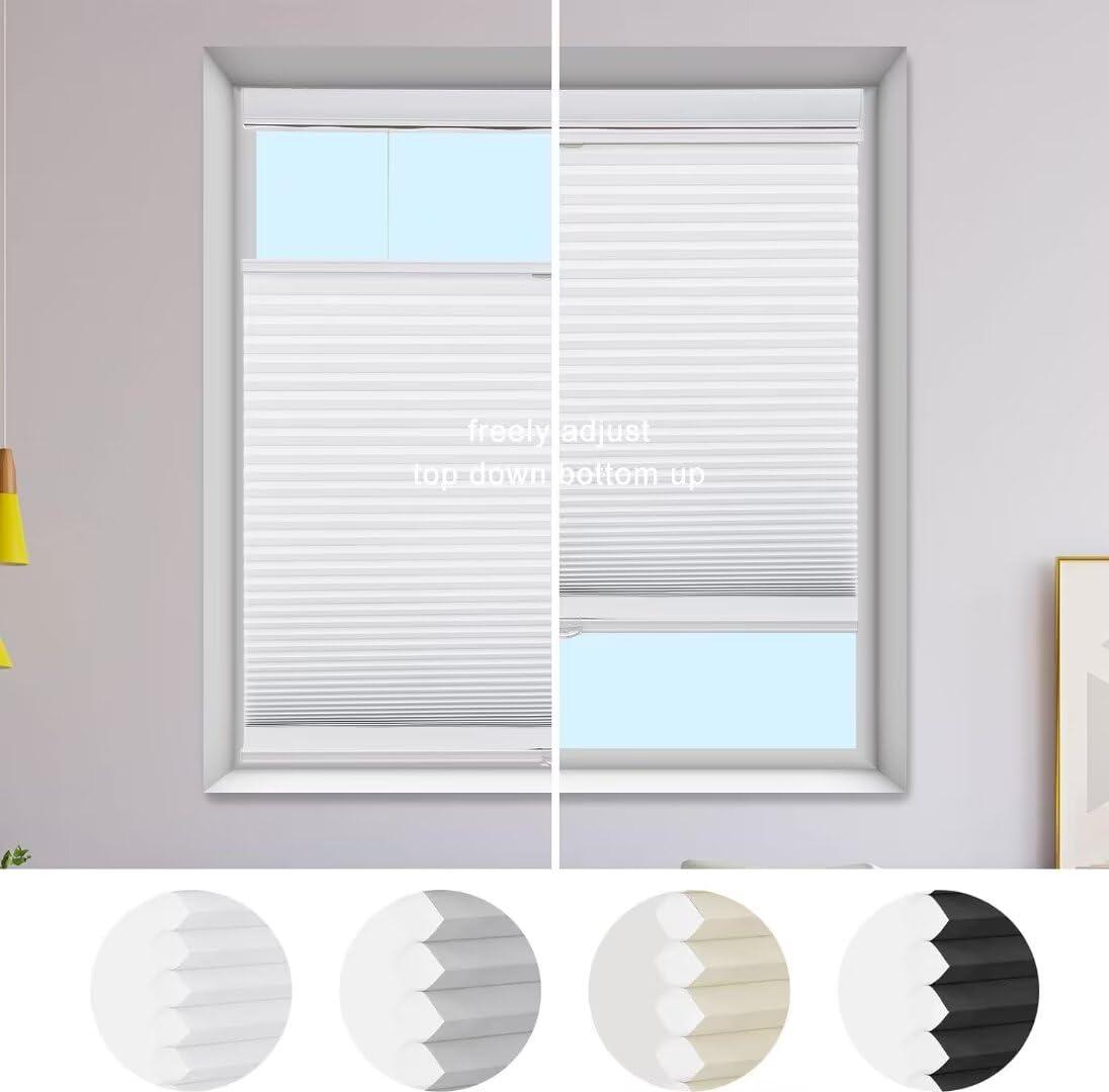 MYshade MYshade Custom Top Down Bottom Up Cellular Shades Light Filtering Up Down Window Blind Cordless Cellular Blinds & Shades Easy to Install 83" W x 48" H White