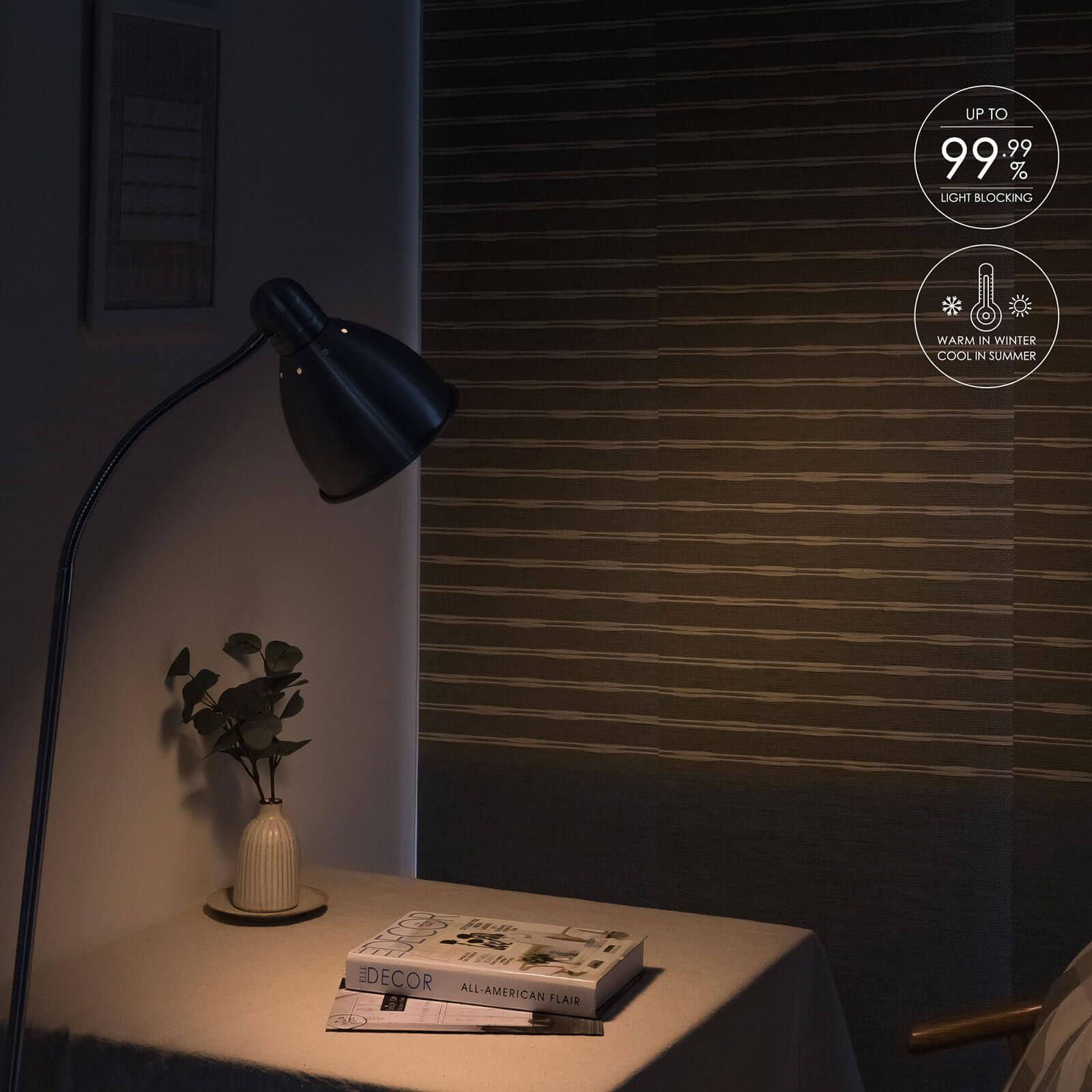 GoDear Design GoDear Design 99.99% Blackout Adjustable Sliding Vertical Blinds 45.8"- 86" W x 96" H, Extendable Window Blinds for Sliding Glass Doors Patio Doors, Trimmable Panel Curtains, Denim Stitch