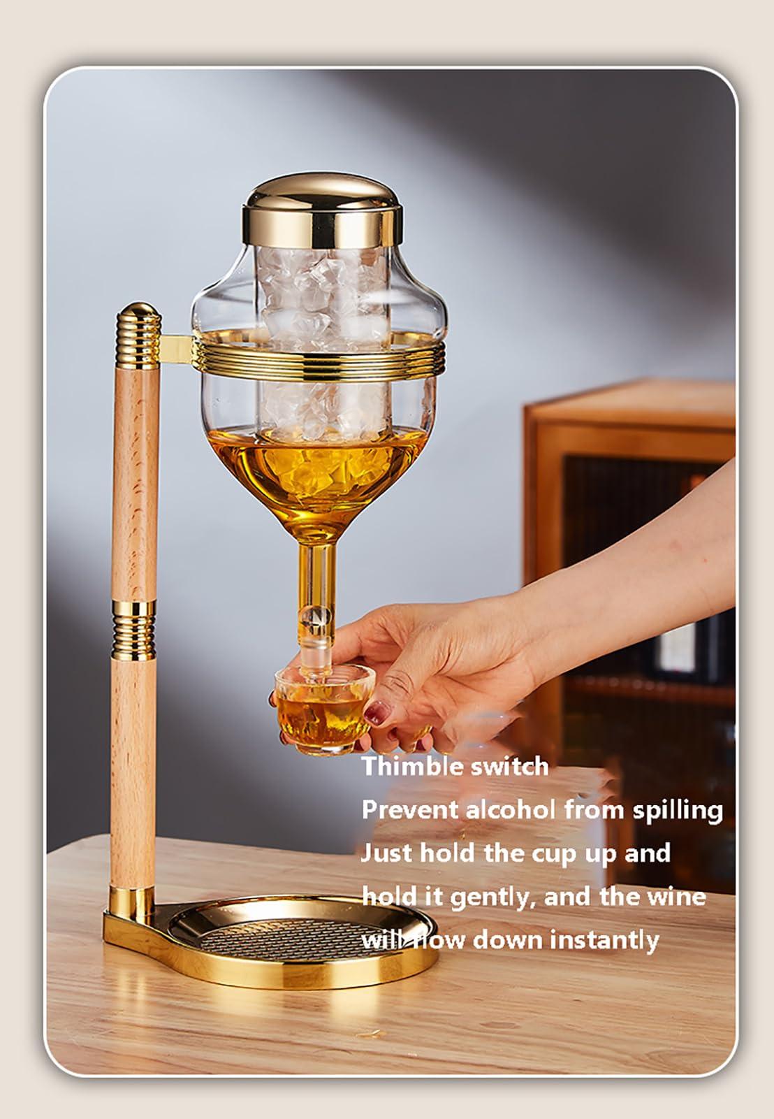 GUSGL Sake Dispenser-Glass Ice Cold whiskey Dispenser-Decanter Dispenser for Bourbon,Wine,Sake,Vodka,Tequila