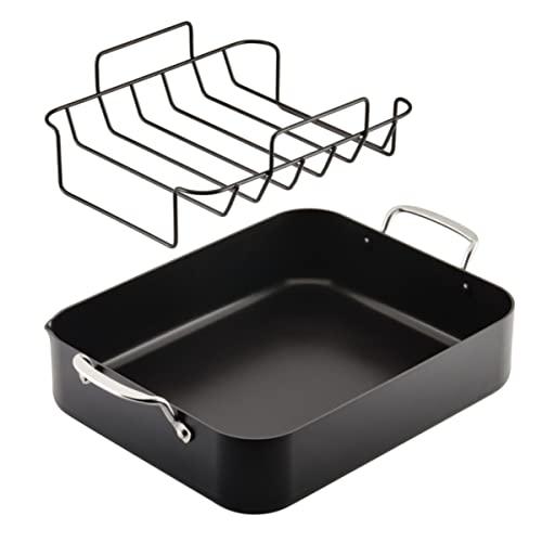 KitchenAid KitchenAid Hard Anodized Roasting Pan/Roaster with Removable Rack, 13 Inch x 15.75 Inch, Matte Black