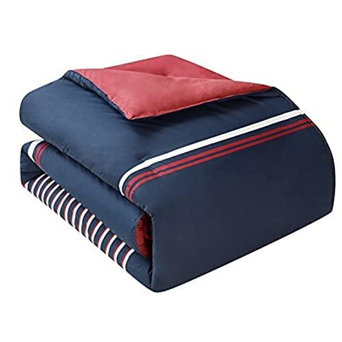 Nautica Nautica Duvet Cover Set Cotton Reversible Bedding with Matching Shams, Medium Weight for All Seasons, Queen, Mineola Red/White/Navy