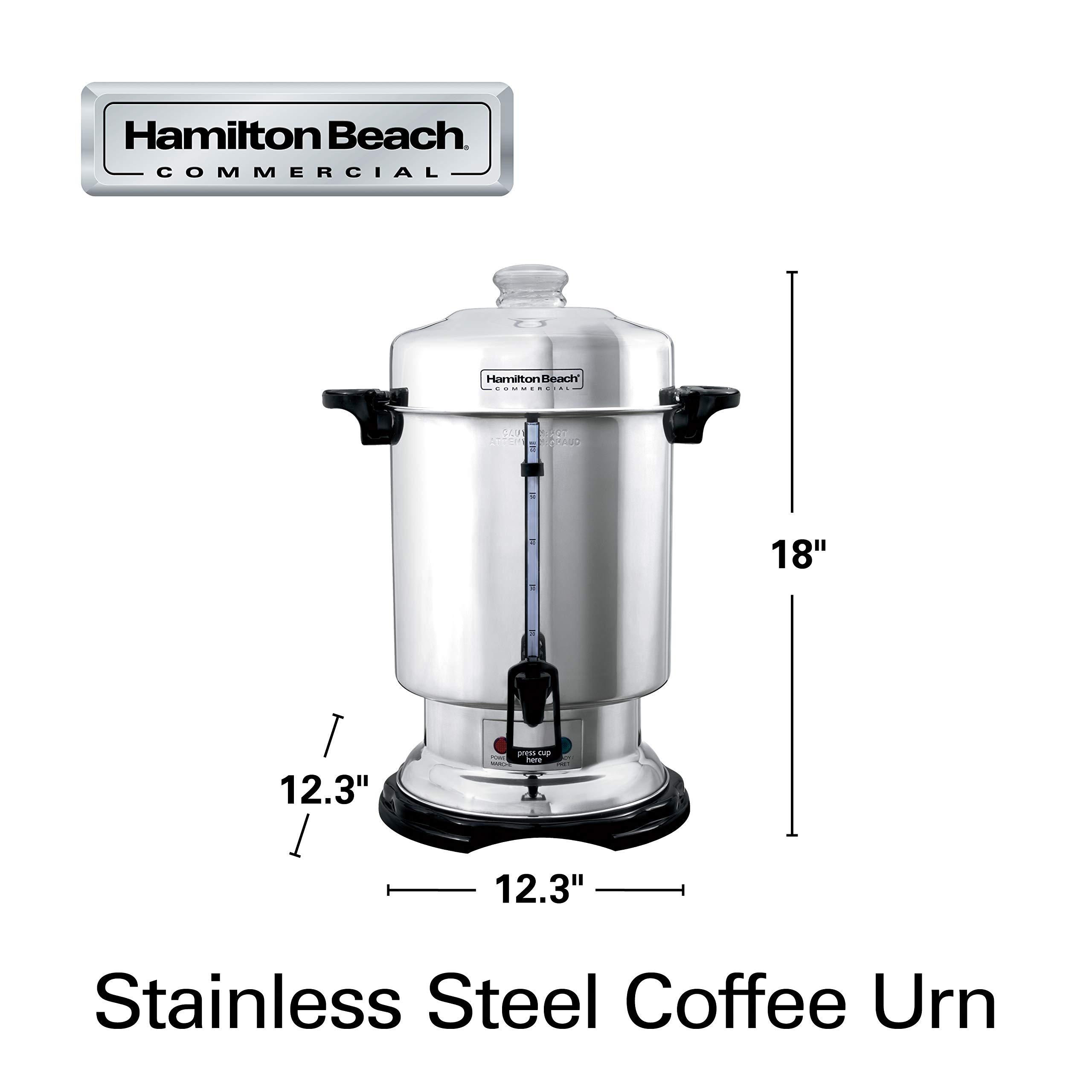Hamilton Beach Hamilton Beach Commercial Coffee Urn & Hot Beverage Dispenser, 60 Cup Capacity, Polished Stainless Steel (D50065)