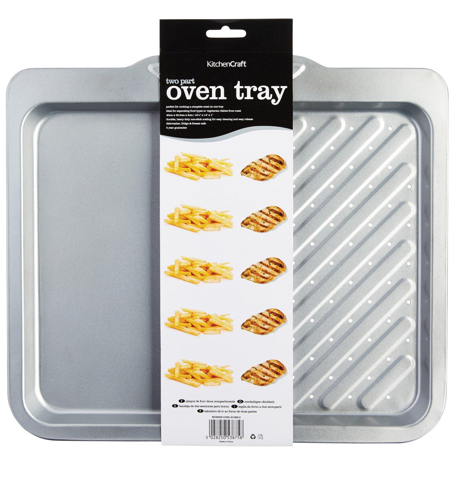 Kitchen Craft KitchenCraft Divided Baking Tray/Crisper with Non Stick Finish, 40 x 35.5 cm, Silver