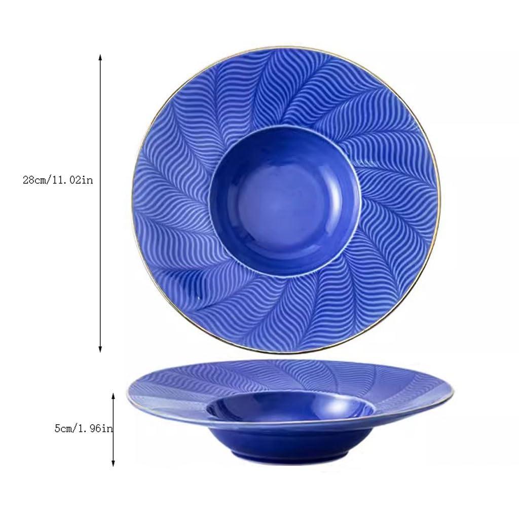 SOPAMI SOPAMI Plates Plate Household Large Deep Plate French Soup Plate European Tableware Western Restaurant Ceramic Dinner Plate Dinner Dinnerware(Large)