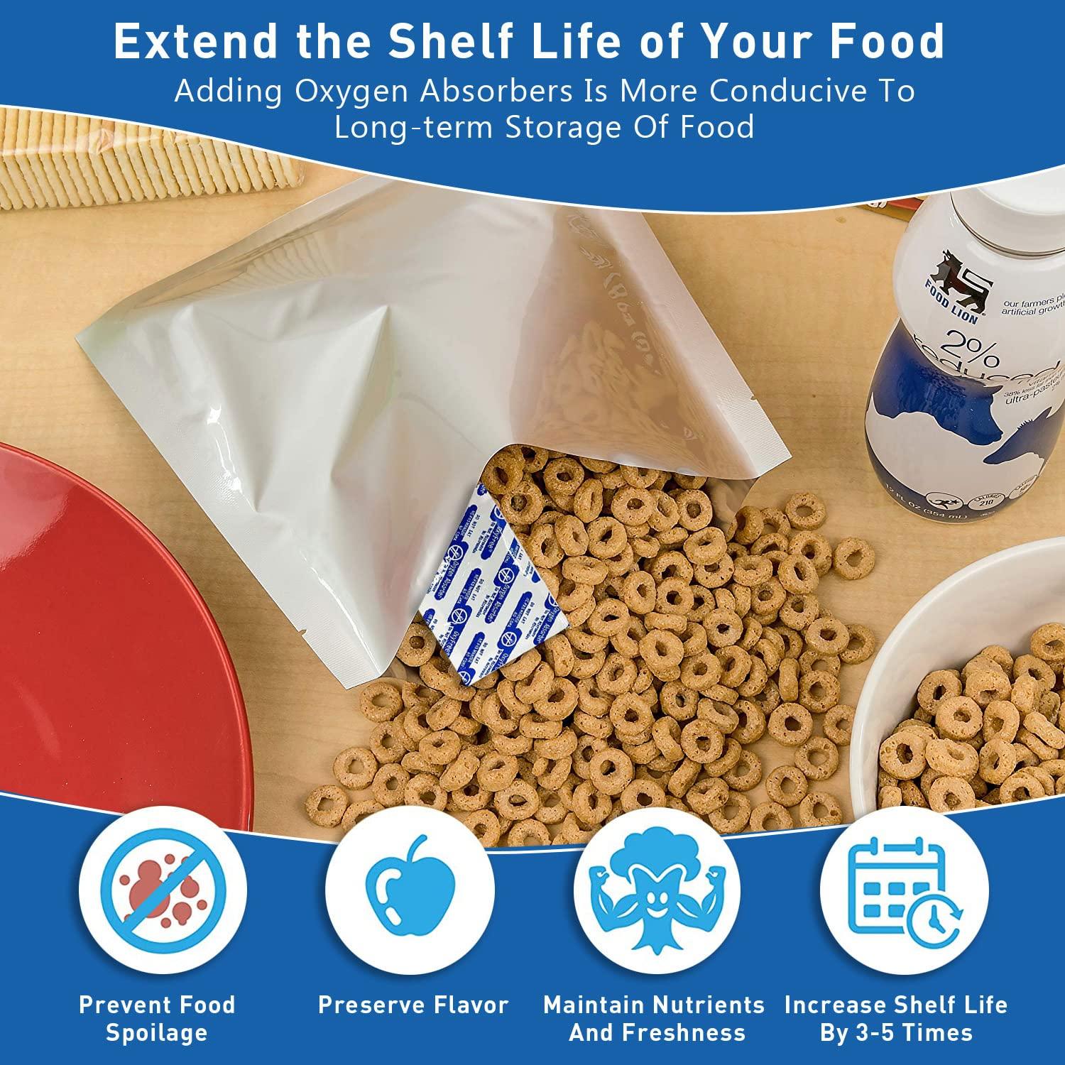 millionka 50 Pack 1 Gallon Mylar Bags for Food Storage with Oxygen Absorbers for Rice, Grains, Coffee Beans and Emergency Long Term Food Storage