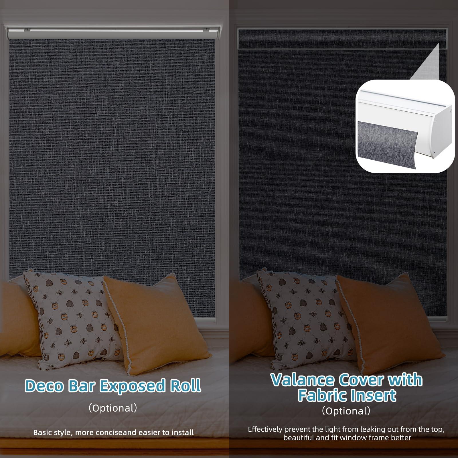 SmartWings SmartWings Motorized Smart Blinds with Remote, Custom Automatic 100% Blackout Roller Shade Compatible with Alexa/Homekit/Google, Electric Smart Blinds for Indoor Windows, Eclipse Charcoal