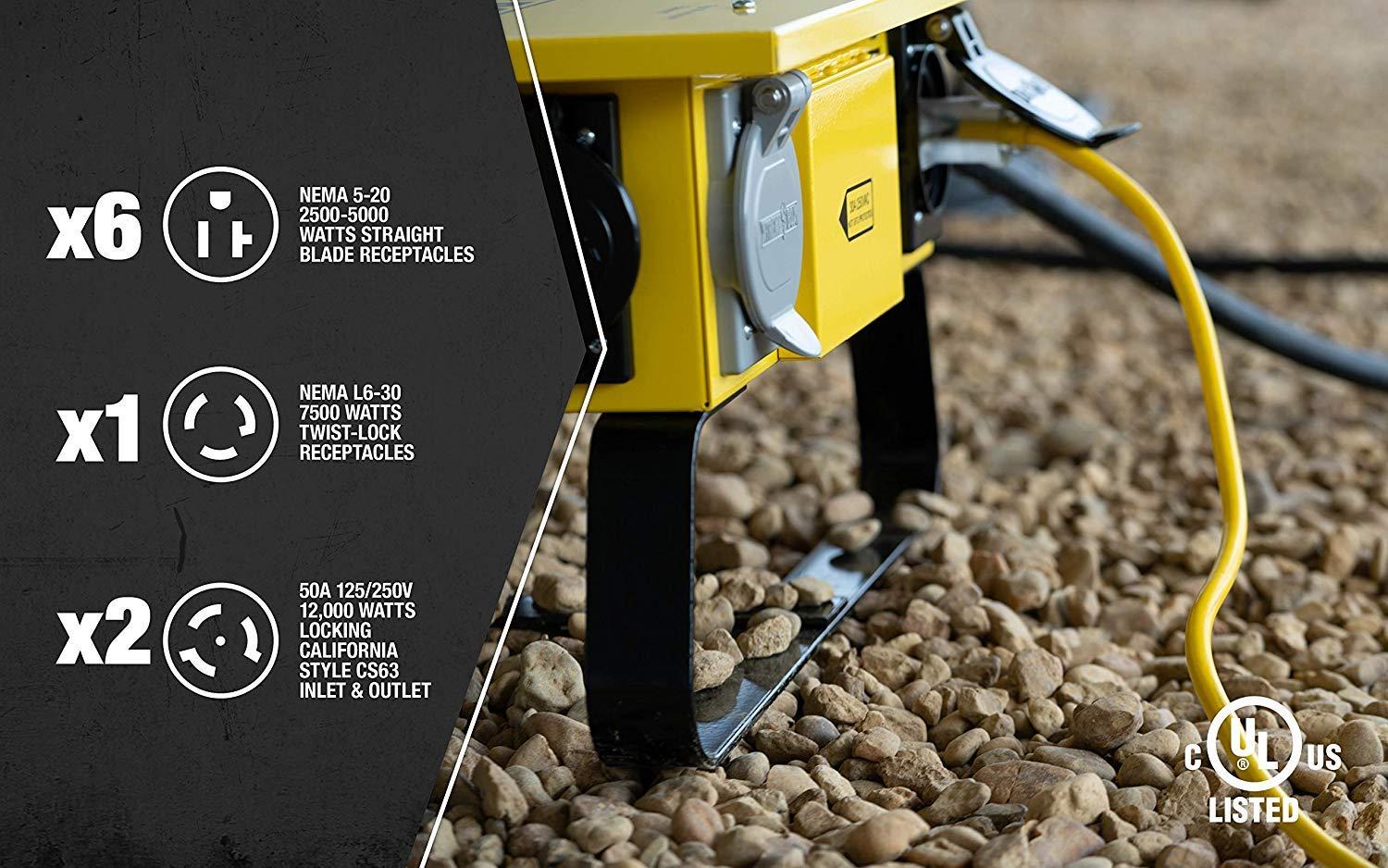 Southwire Southwire X-treme Power Distribution Box, Temporary Power Box, 50-Amp, 125/250V, GFCI 6506UGSX