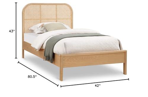 Meridian Furniture Meridian Furniture SienaNatural-T Siena Collection Mid-Century Modern Twin Bed with Solid Ash Wood, Rich Natural Finish on Ash Veneer, Natural Cane, 42\" W x 80.5\" D x 43\" H, Natural, Twin