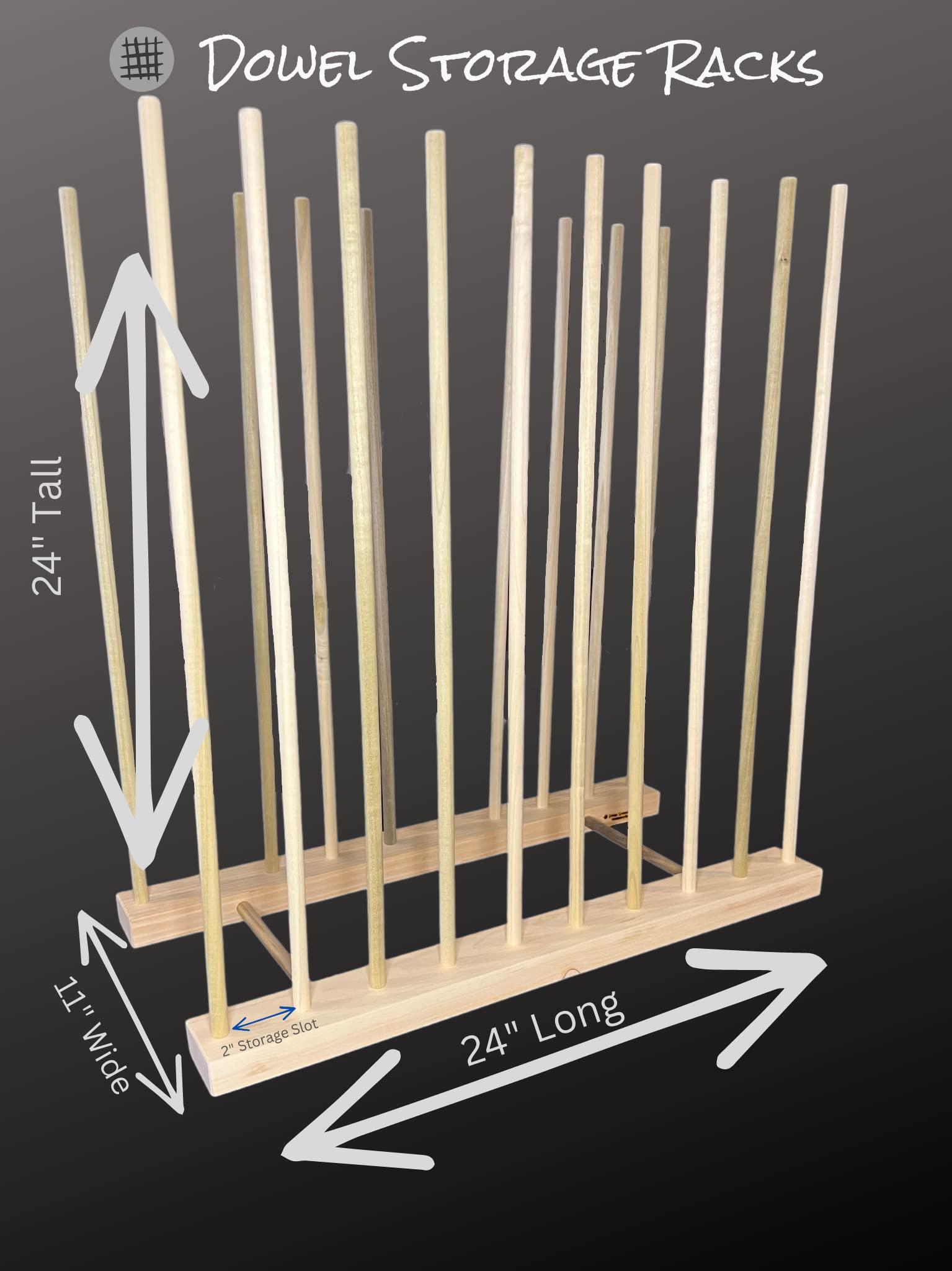 Dowel Storage Racks Art Storage Rack - 24' Long x 11' Wide with 24' Tall dowels - for Art Canvas Storage, Frames, Framed Art, Paintings, Unfinished wood