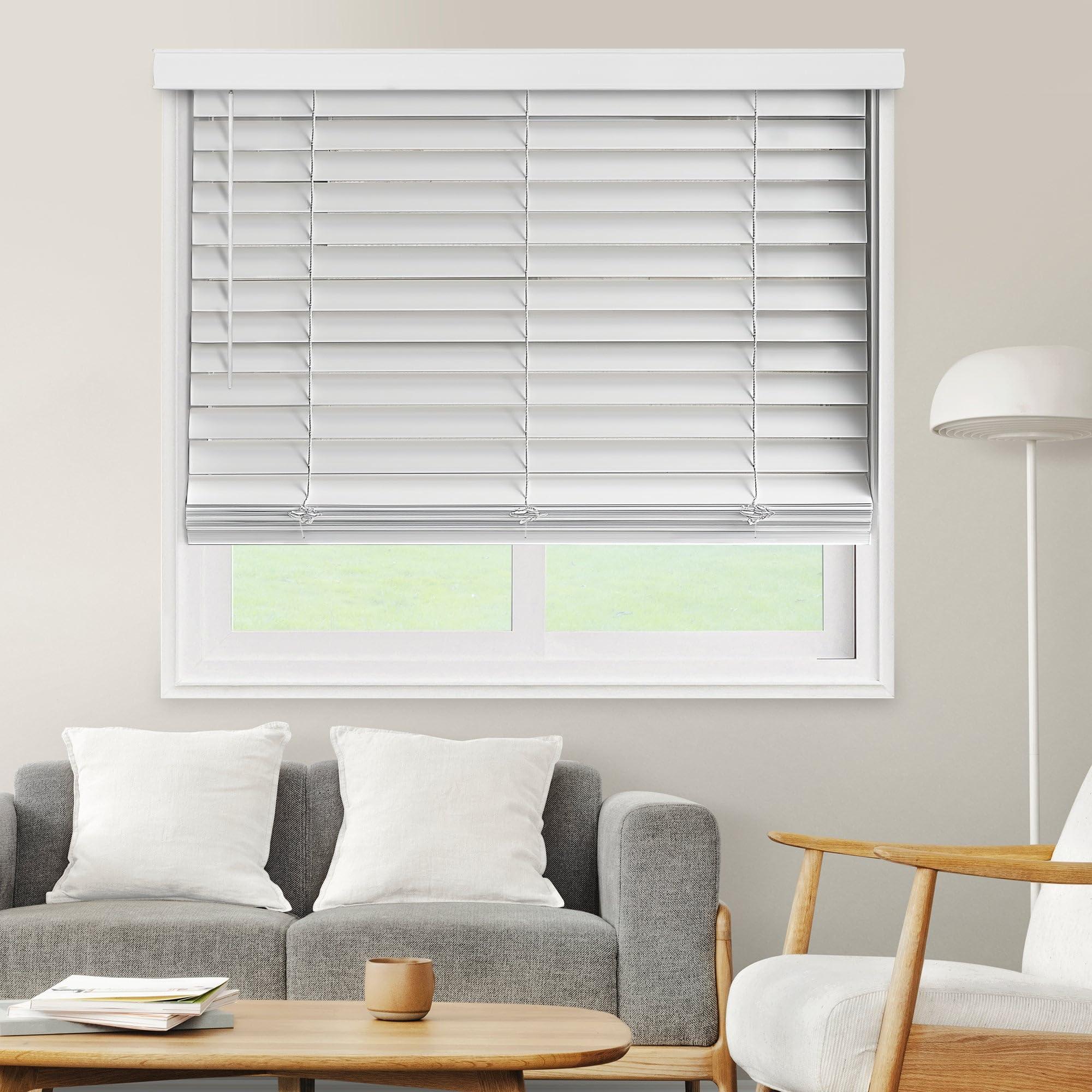 CHICOLOGY CHICOLOGY Faux Wood Blinds, Window Blinds, Wood Blinds, Window Shades, Window Treatments, Blinds & Shades, Window Shades for Home, Wooden Blinds, Basic White, 24.75" W X 60" H