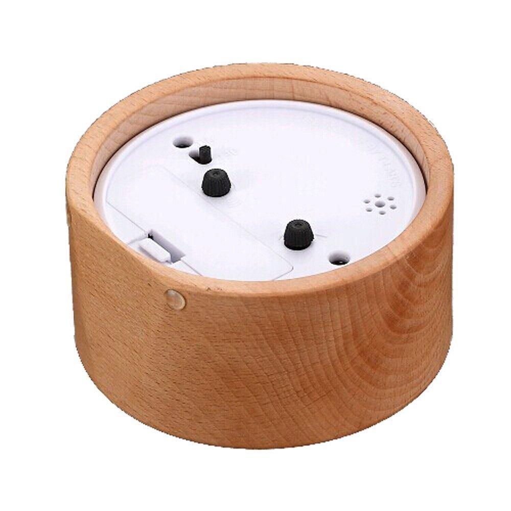 glomarts Glomarts Round Wooden Silent Desk Alarm Clock with Nightlight