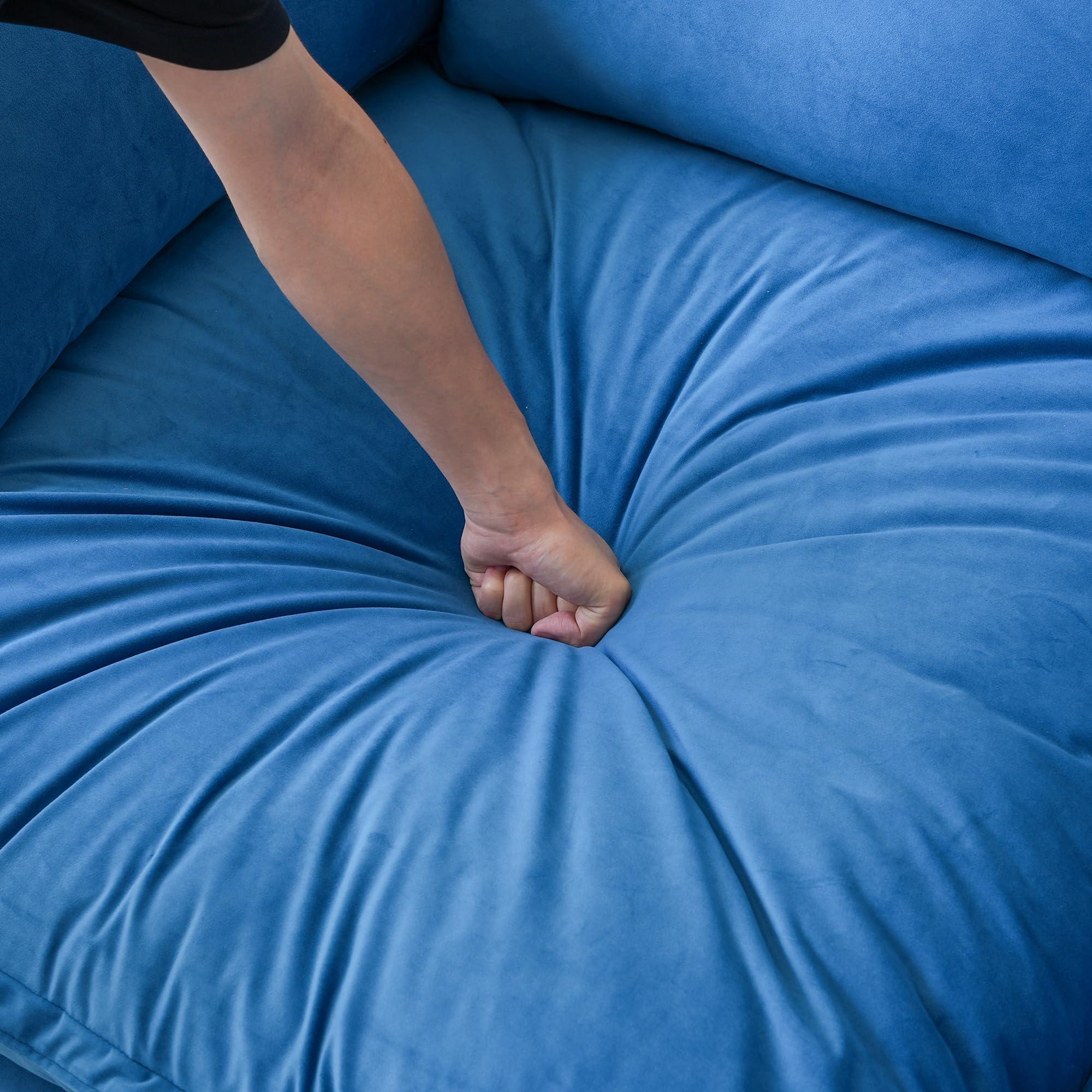 WJShome WJShome Sectional Couches for Living Room,Cloud Modular Sectional Sofa, Velvet Deep Couch,Cushion Covers Removable,LoveSofa 82.66inch,Blue