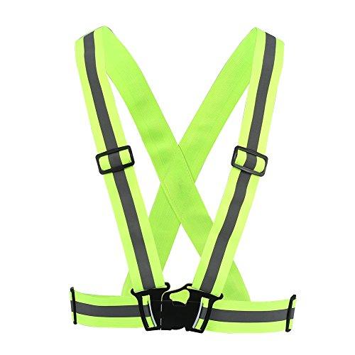 Qiilu Reflective Vest, Qiilu Reflective Vest Adjustable Elastic Safety Vest Strap for Running Cycling Jogging(Green)