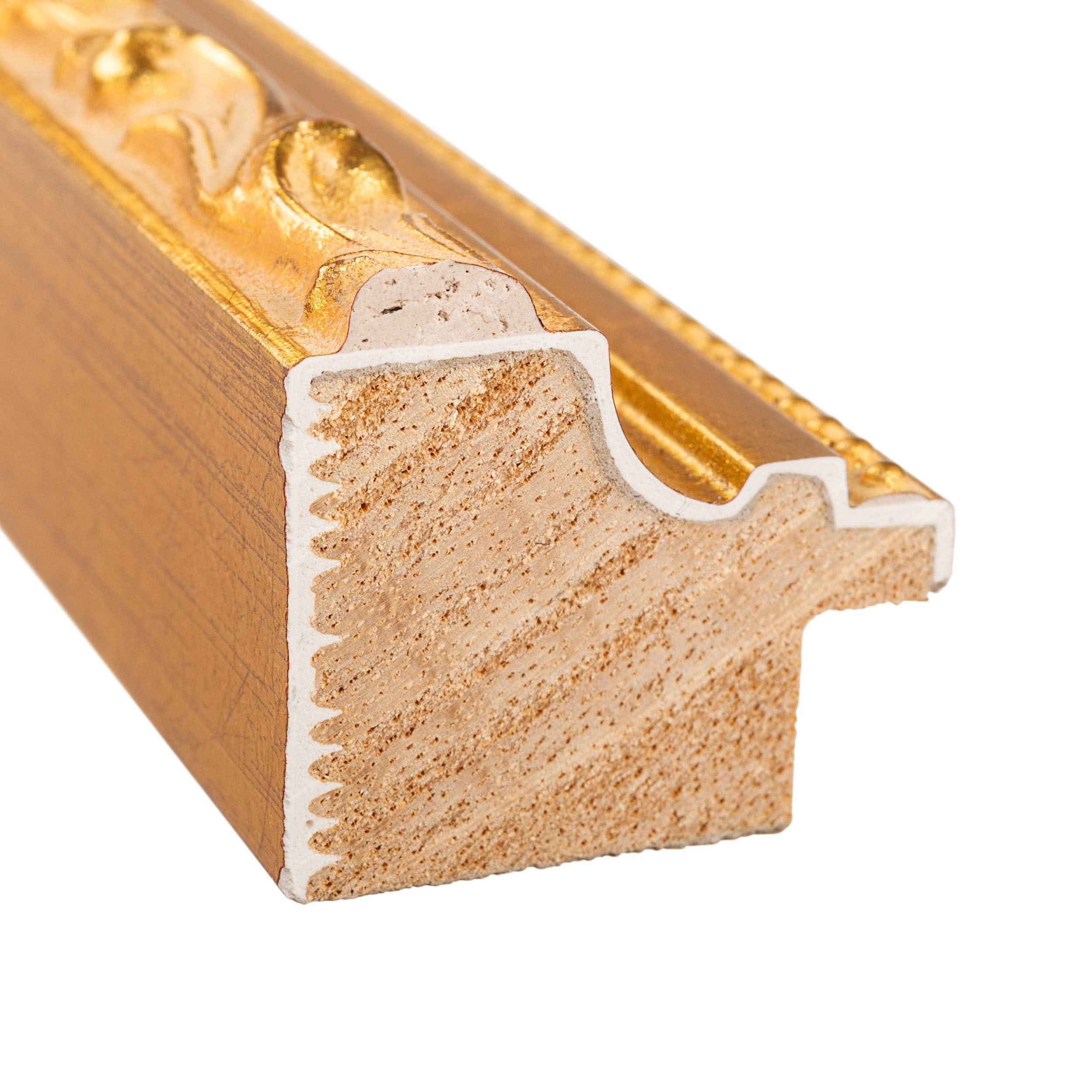 CustomPictureFrames.com 33x23 Frame Gold Ornate Solid Wood Picture Frame | 1.125 Inch Moulding Width | Chadwick Traditional Frame Complete with UV Acrylic Plexiglass, Foam Board Backing & Hanging Hardware