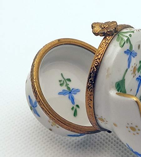 Authentic Limoges boxes Authentic French Porcelain Hand Painted Limoges box Beautiful Chair with Blue Flowers
