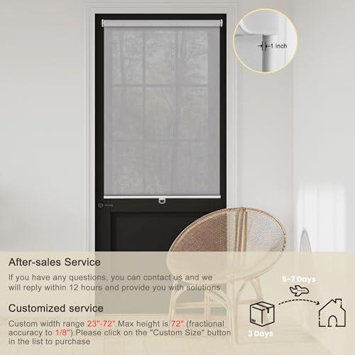 Sulugood Sulugood Light Filtering Blinds for Windows Cordless 5% Openness Solar Fabric Roller Shades Sheer and Glare Reduce Window Shades for Home Door Living Room Gray,28" W x 48" H