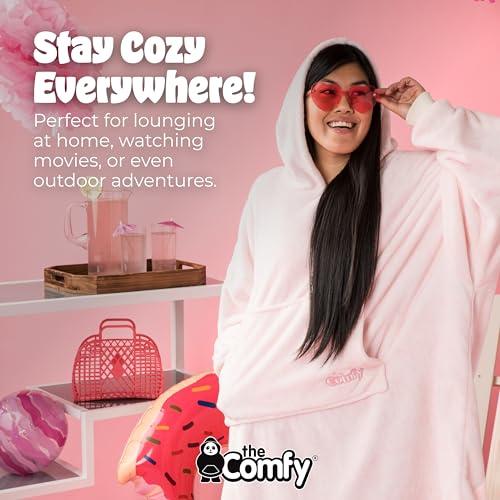 THE COMFY THE COMFY Dream | Lightweight Microfiber Fleece Wearable Blanket, Oversized Design with Hood from Shark Tank, Soft Oversized Pocket Blanket, Warm and Cozy Gifts