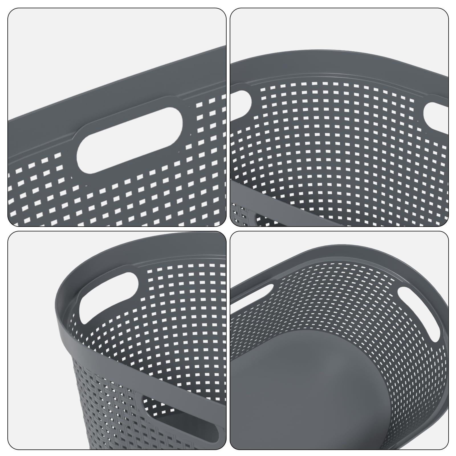 Dehouse Dehouse 40 L Large Plastic Laundry Basket with Handles, 4 Pack Plastic Clothes Laundry Basket, 22.44\" L x 14.96\" W x 10.31\" H, Gray
