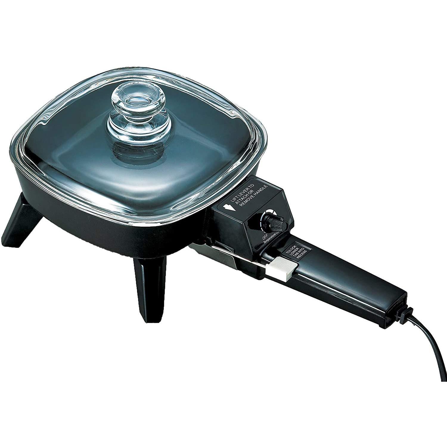 Brentwood Brentwood SK-45 6\" Non-Stick Electric Skillet with Glass Lid, Black, 7.7\"D x 9\"W x 6.6\"H