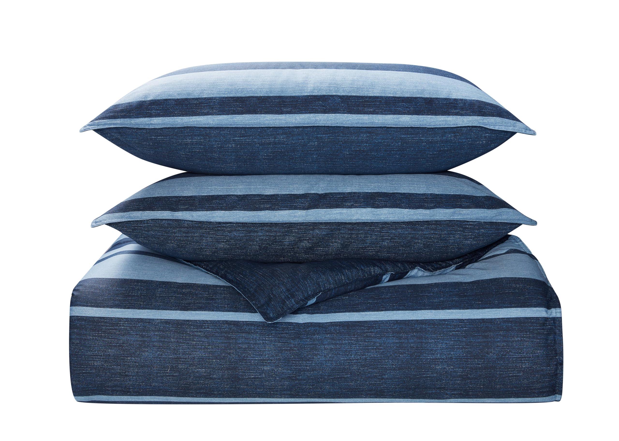 Nautica Nautica - Queen Comforter Set, Cotton Reversible Bedding with Matching Shams, Stylish Home Decor (Longpoint Blue, Queen), Navy/Blue