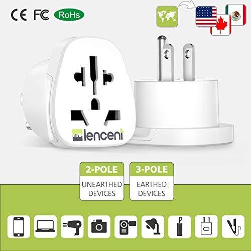 LENCENT LENCENT World to US Plug Adapter, [2 Packs] European EU Europe/UK/Australia/China/Italy to USA American Outlet Power Adaptor Travel Plug Converter