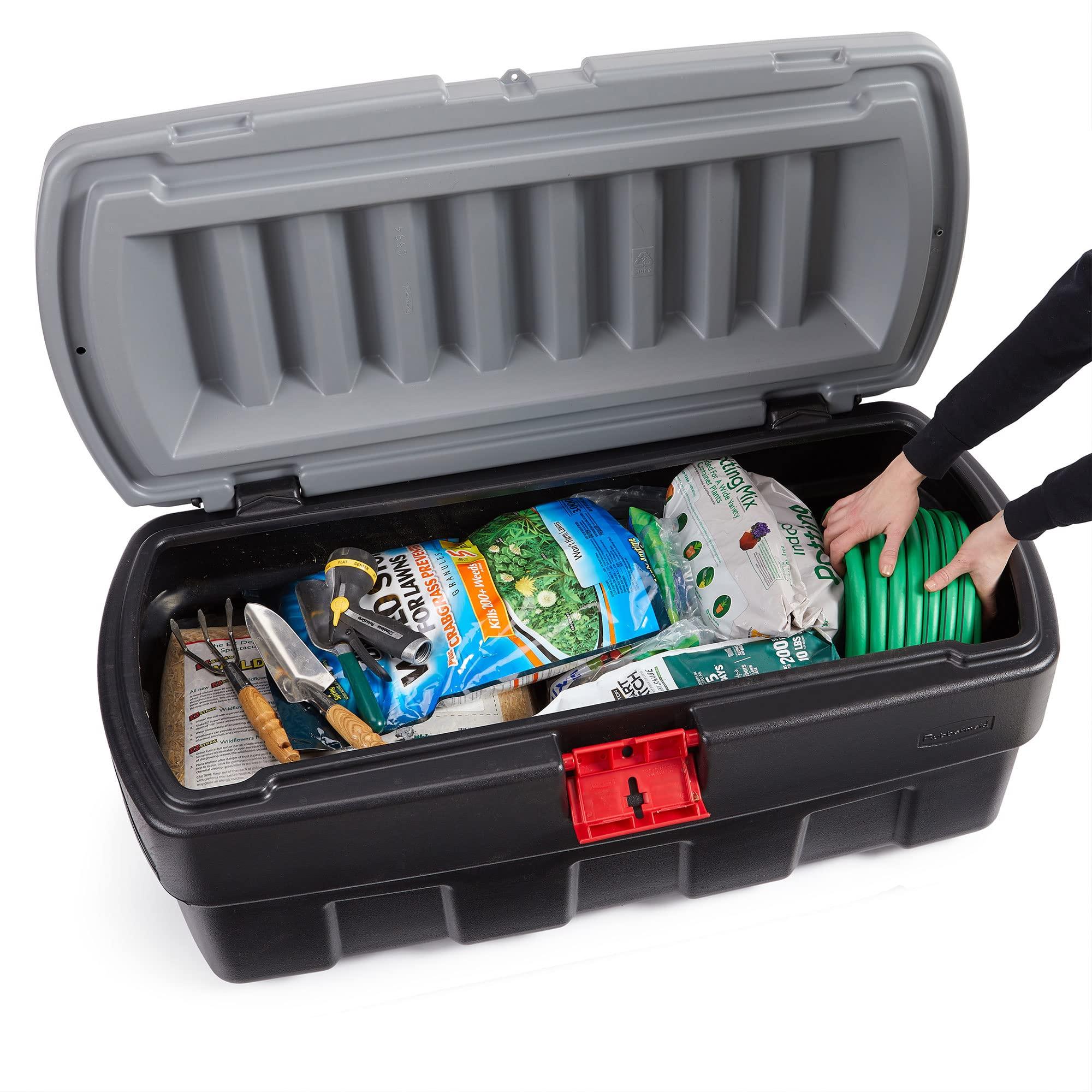 Rubbermaid Rubbermaid 48 Gallon Black Action Packer Lockable Latch Indoor and Outdoor Storage Box Container for Home, Garage, Backyard, Single