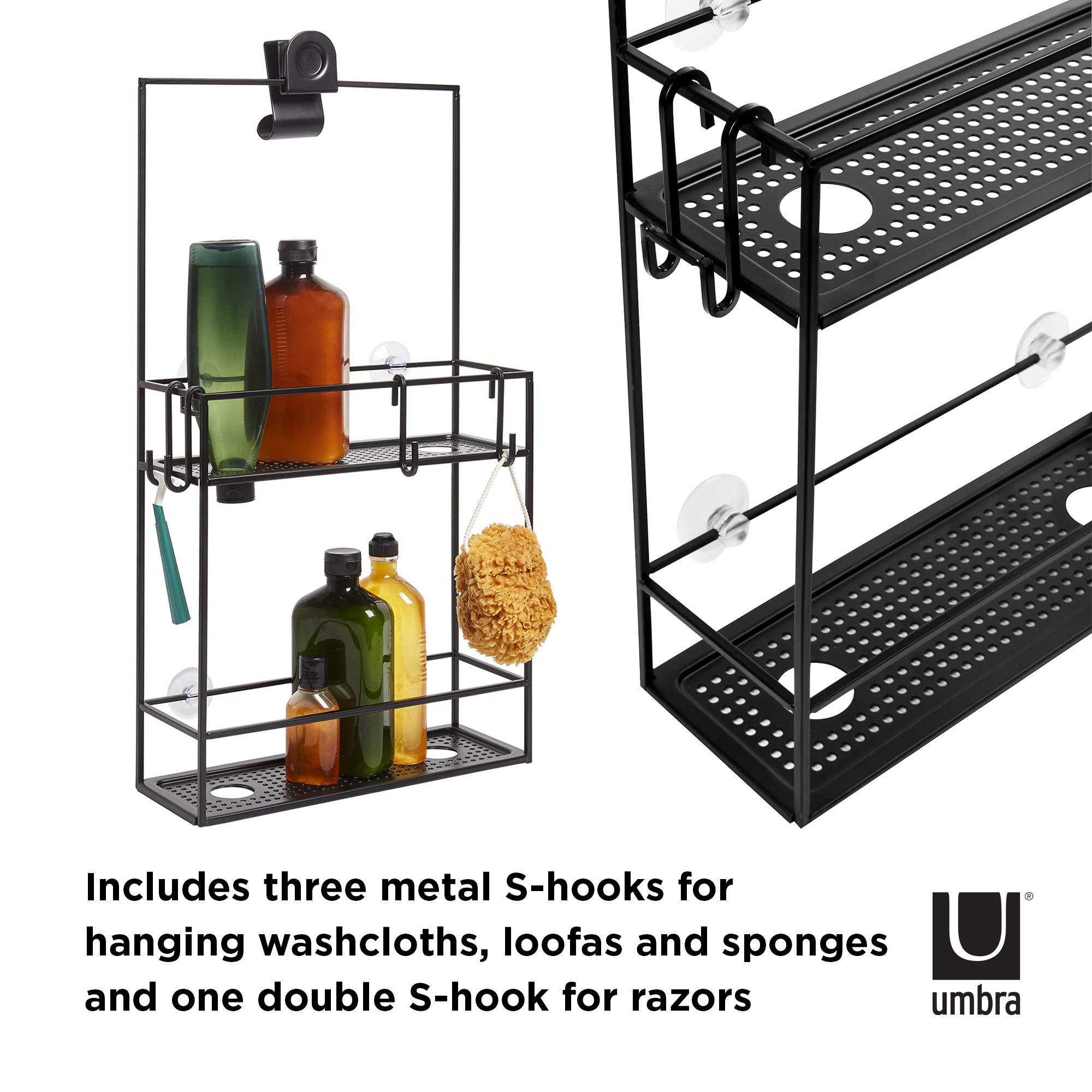 Umbra Umbra 023461-040 Cubiko Shower Caddy, Black Metal Shower Caddy Over the Shower Head