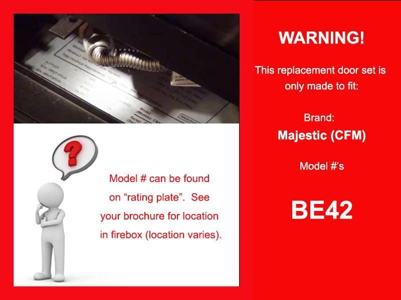 Pathline Fireplace Glass Doors for Majestic Fireplace Model BE42 (Black Finish)