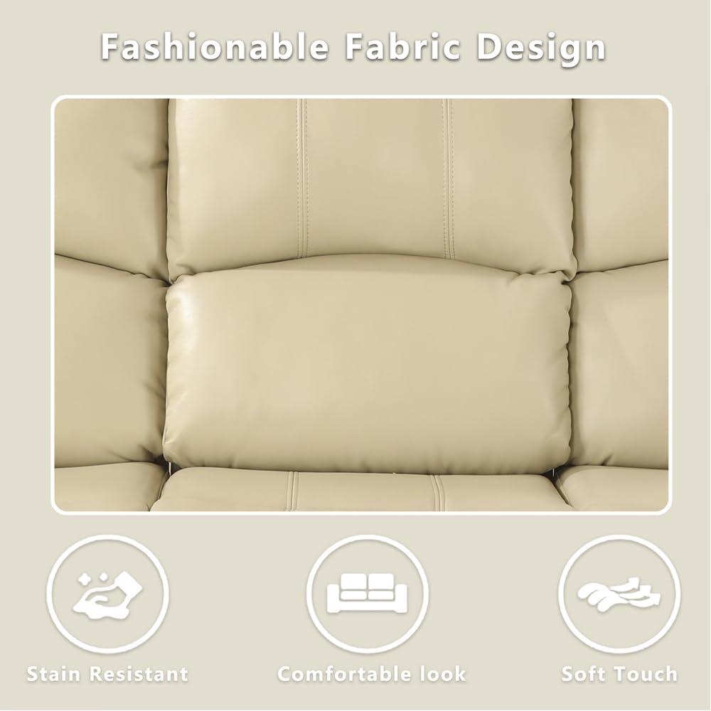 A Ainehome A Ainehome Living Room Furniture Set Leather Recliner Sofa Set Loveseat Chair Furniture Sofa Set for Living Room/Small Space/Rv/House/Office/Theater Seating (A-Beige leather, Sofa+Loveseat)