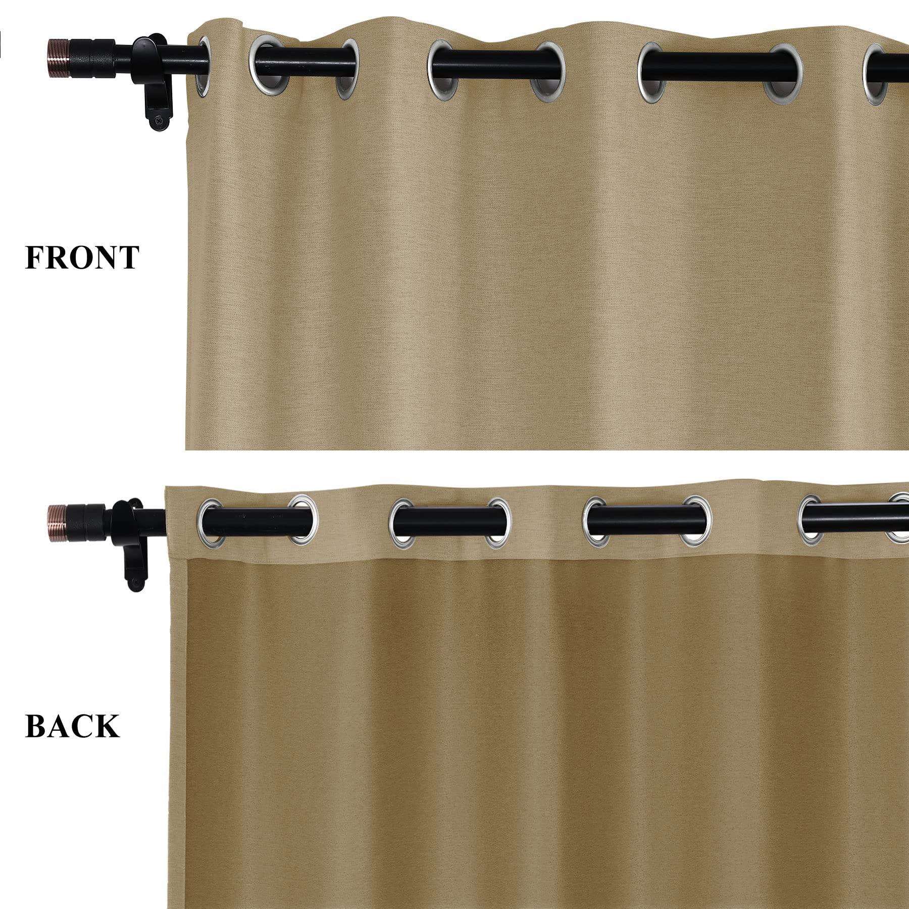 Fcosie Fcosie Extra Long Blackout Curtains Khaki (1 PC) - Flax Linen Drapes 288 Inches Long - 2 Story High Living Room Drapes Window Panel - Thermal Insulated Grommet Top Draperies, 50" W x 288" L