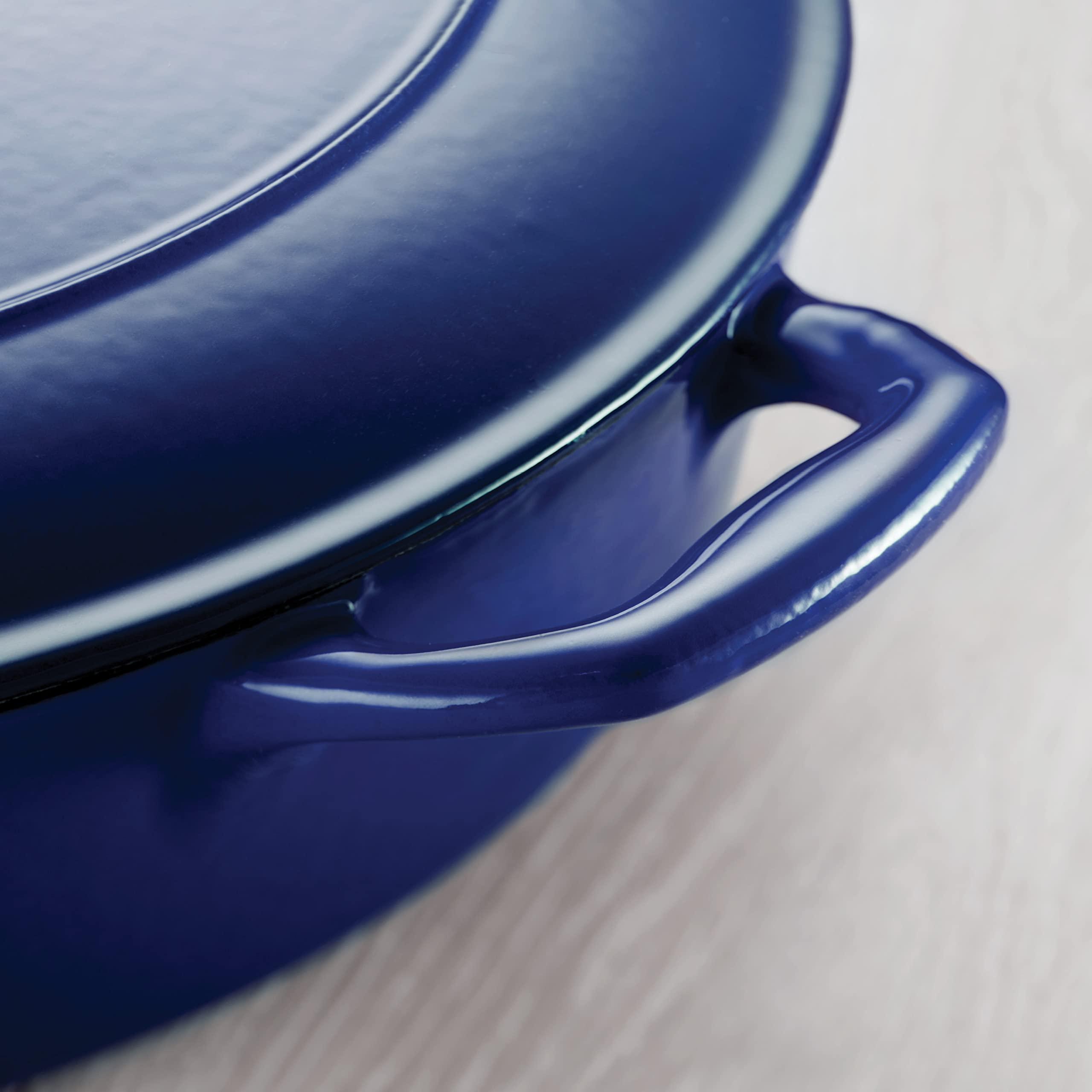 Tramontina Tramontina Enameled Cast Iron Oval Dutch Oven Pot with Lid, Large 7-quart, Blue