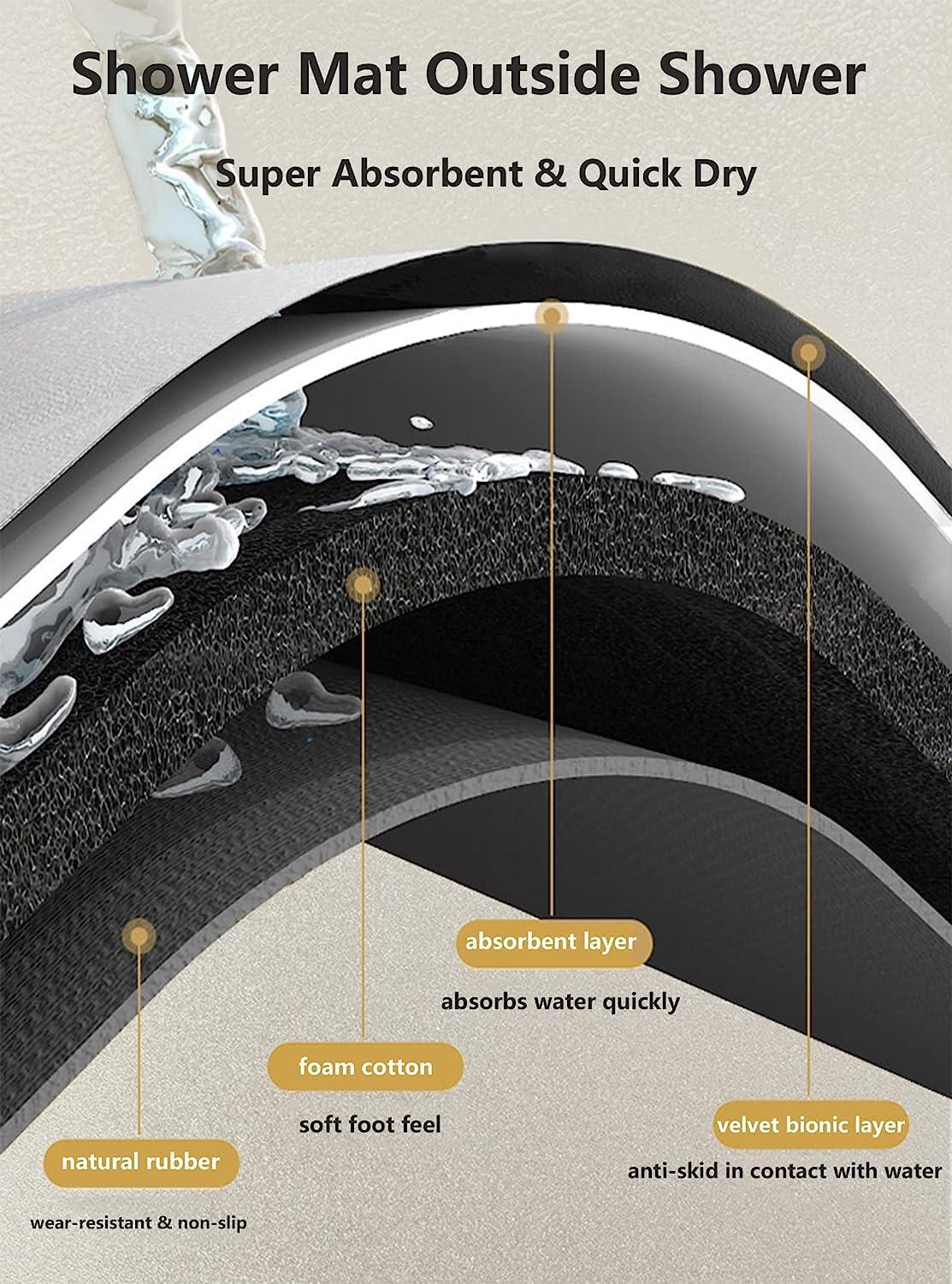 Generic Generic Fast Drying Curved Bath Mat, Curved Bathroom Mat for Round and Corner Shower,Strong Absorbent Corner Bath Mat,Rubber Non-Slip Bottom Shower Mat for Outside Shower (B)