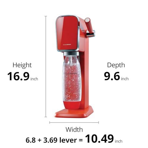 sodastream SodaStream - ART Sparkling Water Maker | VALUE BUNDLE | CQC CO2 system | Includes 2x CO2 Cylinders, 2x 32 Fl Oz Dishwasher Safe Bottles, 2x Bubly Flavor Drops | Combine with Flavors | Mandarin Red