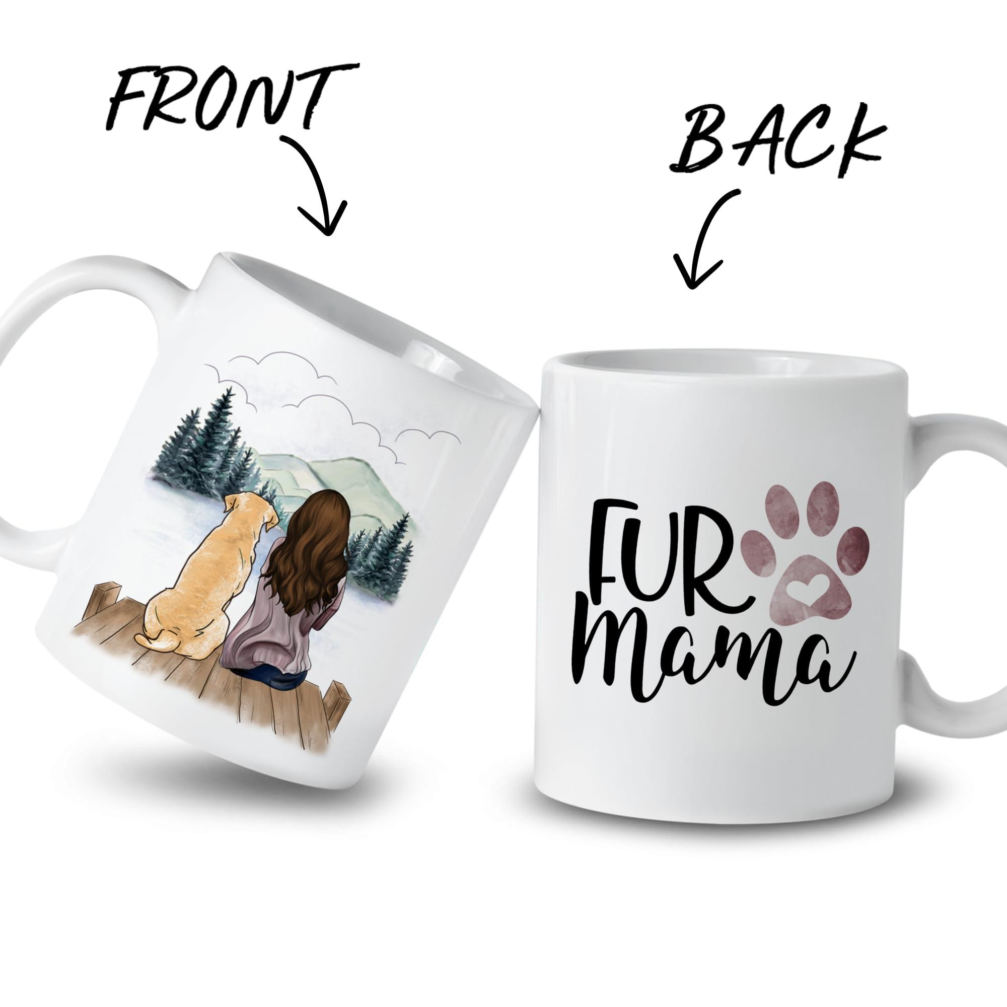 Gossby Gossby Dog Mom Coffee Mug - Gift for Golden Labrador Retriever Dog Lover - Birthday, Christmas Dog Mom Gift for Women - 11oz Ceramic Mug with Dog - A Girl and Her Dog Gift with Mountain - Fur Mama Mug