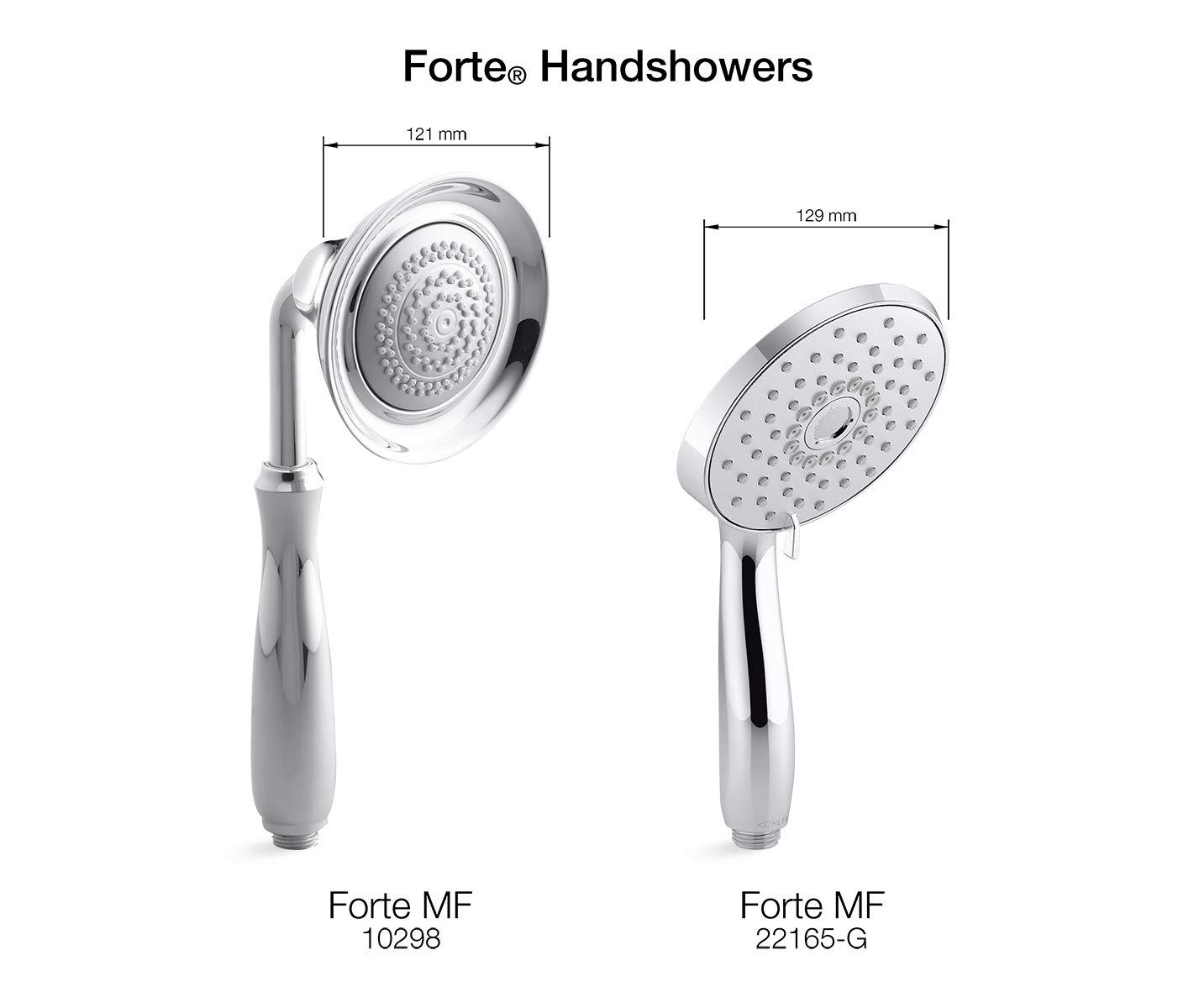 KOHLER KOHLER 22165-G-SN Forte Multifunction Handshower, Handheld Showerhead with 3 Spray Settings, 1.75 GPM, Vibrant Polished Nickel