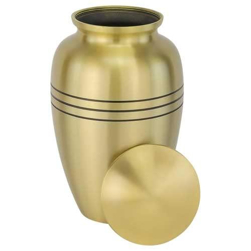 Silverlight Urns Classic Three Bands Gold Cremation Urn for Ashes, Brass, Gold Urn, Adult Sized Cremation Urn, 10 Inches High