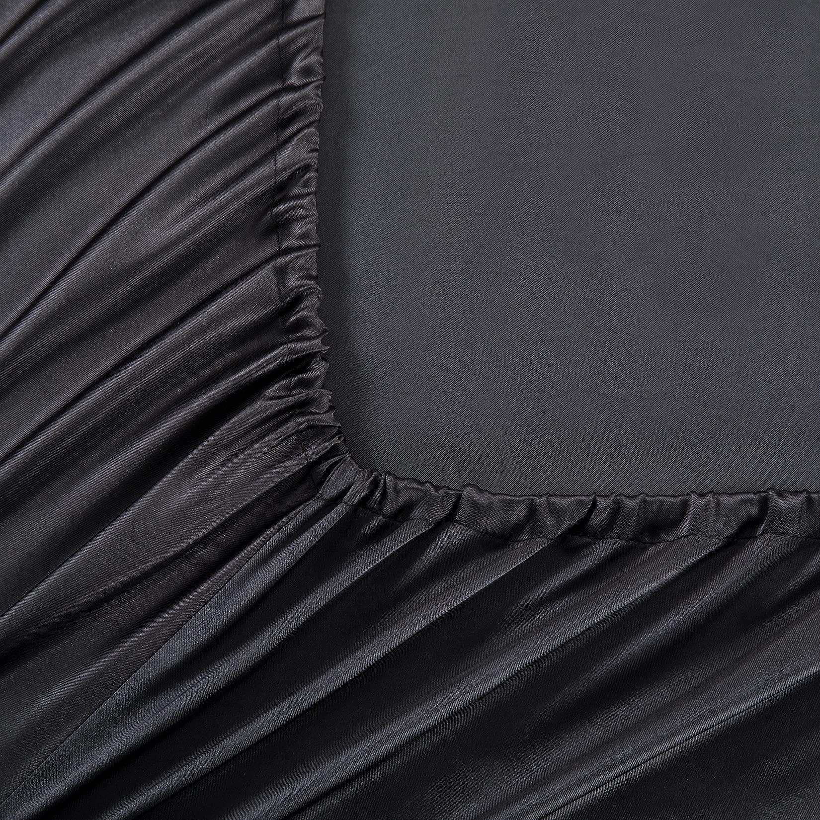 Good Night Bedding Fitted Sheet Full Black - Satin Silk Soft and Comfortable - Wrinkle, Fade, Stain Resistant - 24\" Deep Pocket - 1 Single Fitted Bottom Sheet Only - Easy Care (Full, Black)