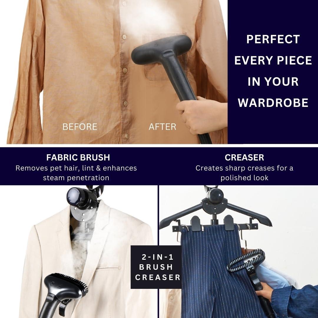 SALAV SALAV Heavy Duty Commercial Full-Size Garment Steamer with Foot Pedals and Extra Large 3L (101.5 oz) Water Tank, 1800 watts of Poweful Steam (Navy)